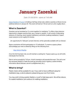 January Zazenkai