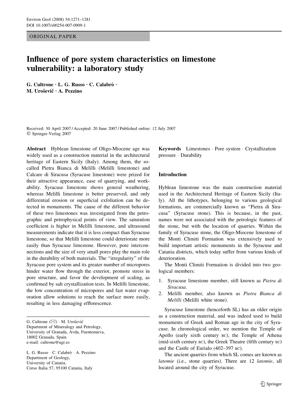 Influence of Pore System Characteristics on Limestone