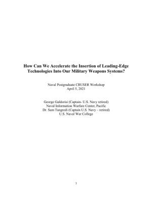 How Can We Accelerate the Insertion of Leading-Edge Technologies Into Our Military Weapons Systems?