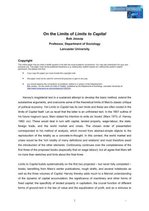 Harvey's Limits of Capital: Twenty Years After