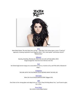 MTV Meet Bebe Rexha: the Anti-Katy Perry of Pop