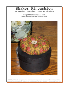 Shaker Pincushion by Heather Chandler, Keep It Thimble