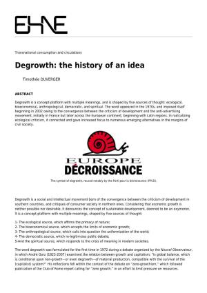 Degrowth: the History of an Idea
