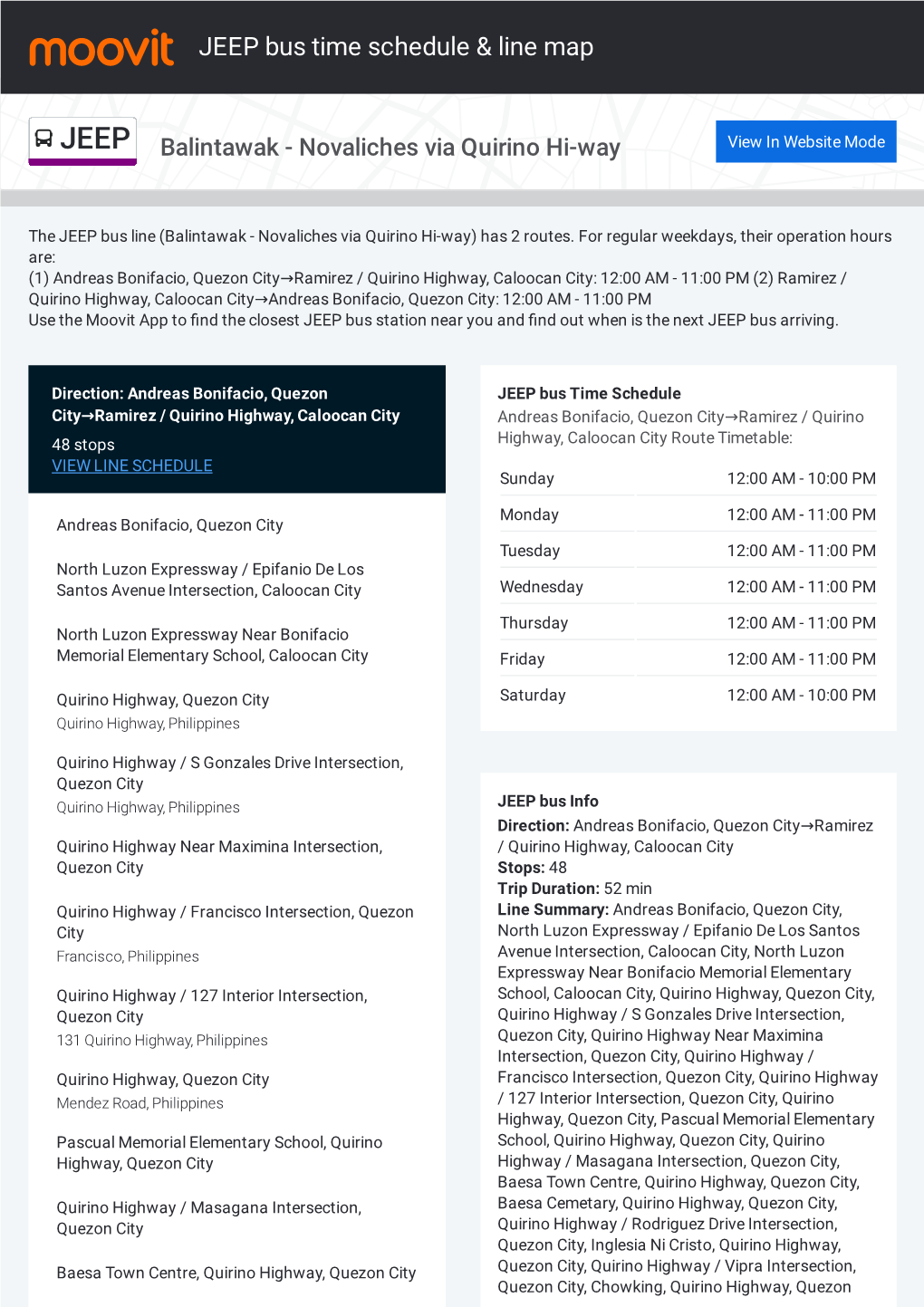 JEEP Bus Time Schedule & Line Route