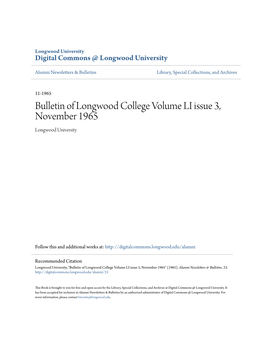 Bulletin of Longwood College Volume LI Issue 3, November 1965 Longwood University