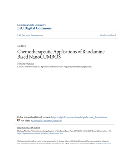Chemotherapeutic Applications of Rhodamine Based Nanogumbos
