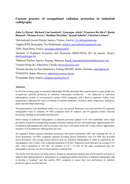 Current Practice of Occupational Radiation Protection in Industrial Radiography