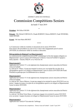 Commission Compétitions Seniors Du Lundi 17 Juin 2019