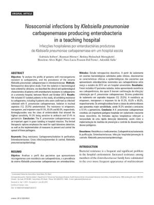 Nosocomial Infections by Klebsiella Pneumoniae Carbapenemase Producing Enterobacteria in a Teaching Hospital