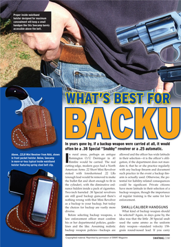 What's Best for Backup?, SWAT Magazine, May 2008