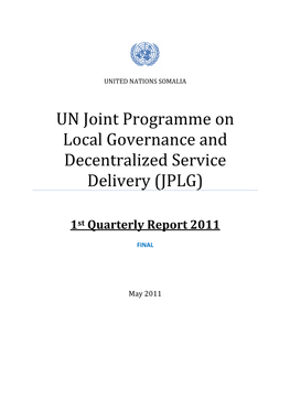 UN Joint Programme on Local Governance and Decentralized Service Delivery (JPLG)