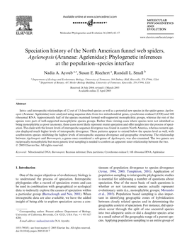 Speciation History of the North American Funnel Web Spiders, Agelenopsis (Araneae: Agelenidae): Phylogenetic Inferences at the Population–Species Interface