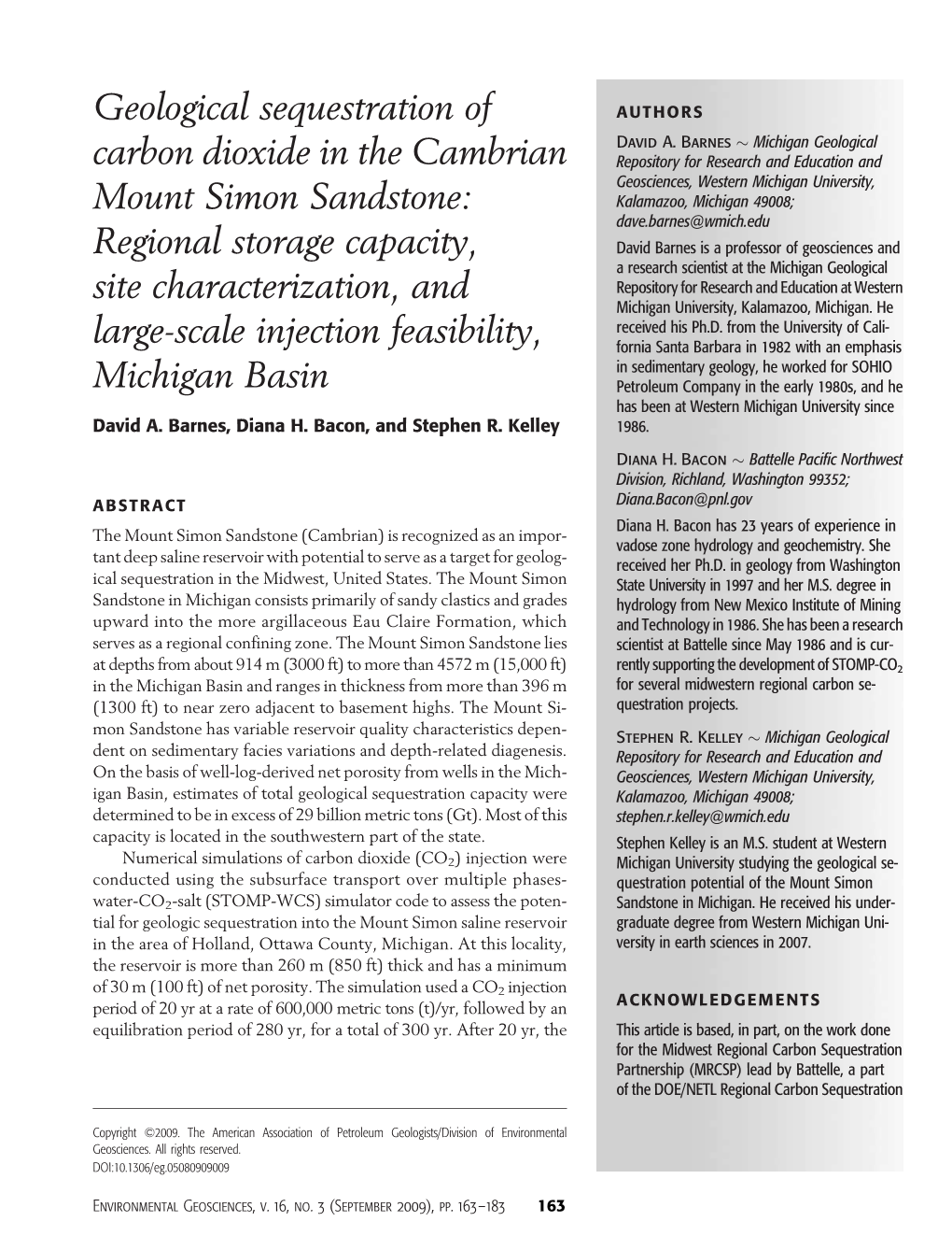 Geological Sequestration of Carbon Dioxide in the Cambrian Mount Simon Sandstone Figure 1