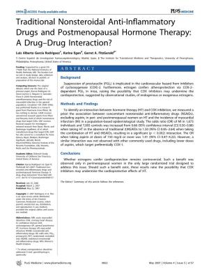 Traditional Nonsteroidal Anti-Inflammatory Drugs and Postmenopausal Hormone Therapy: a Drug–Drug Interaction?