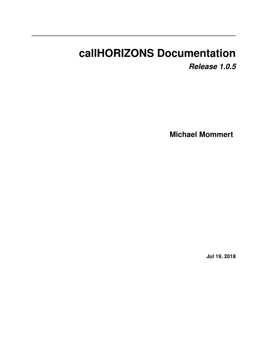 Callhorizons Documentation Release 1.0.5