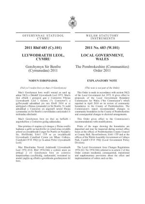 2011 No. 683 (W.101) LLYWODRAETH LEOL, LOCAL GOVERNMENT, CYMRU WALES