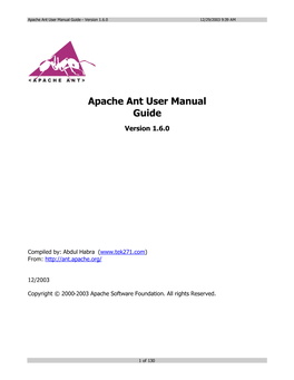 Apache Ant User Manual Guide – Version 1.6.0 12/29/2003 9:39 AM