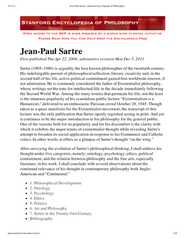 Jean-Paul Sartre (Stanford Encyclopedia of Philosophy)