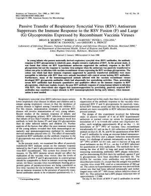 Passive Transfer of Respiratory Syncytial Virus (RSV)