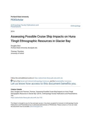 Assessing Possible Cruise Ship Impacts on Huna Tlingit Ethnographic Resources in Glacier Bay