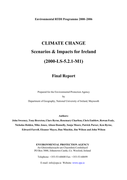 6.4 Climate Change Impacts on Habitats 124 6.4.1 Introduction 124