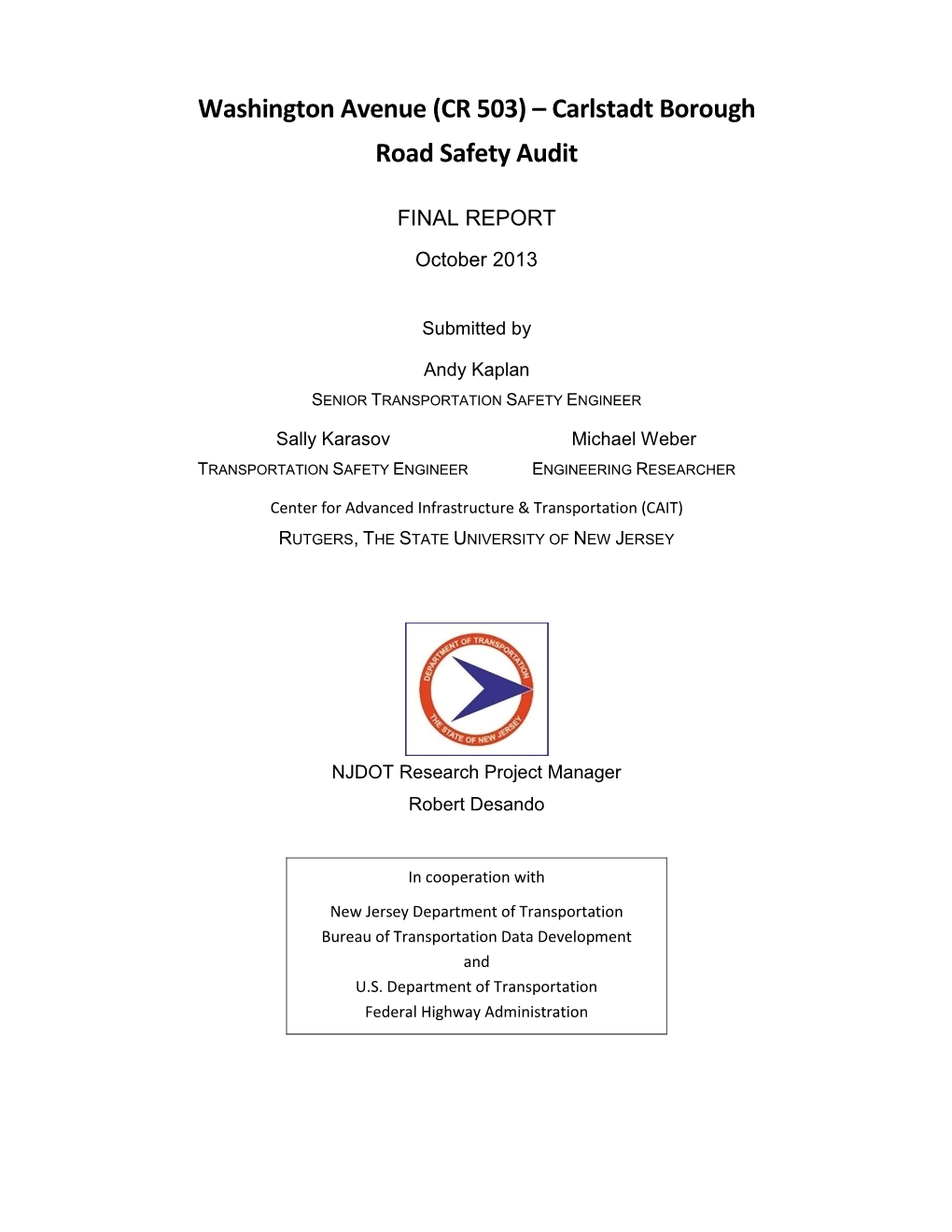 Washington Avenue (CR 503) – Carlstadt Borough Road Safety Audit