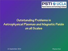 Outstanding Problems in Astrophysical Plasmas and Magnetic Fields on All Scales