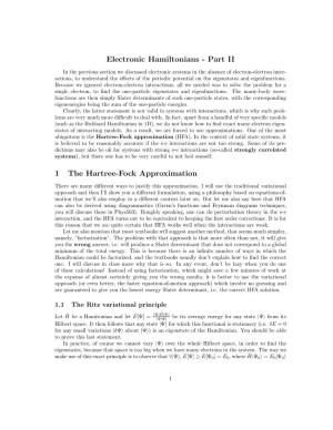 Electronic Hamiltonians - Part II
