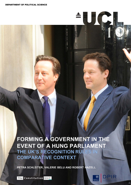 Forming a Government in the Event of a Hung Parliament: the UK's Recognition Rules in Comparative