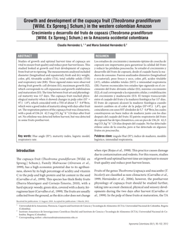 Growth and Development of the Cupuaçu Fruit (Theobroma Grandiflorum [Willd. Ex Spreng.] Schum.) in the Western Colombian Amazon