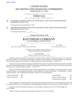 RAYTHEON COMPANY (Exact Name of Registrant As Specified in Its Charter) ______