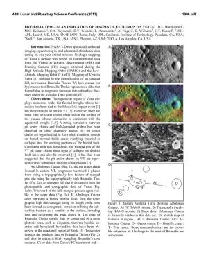 Brumalia Tholus: an Indication of Magmatic Intrusion on Vesta? D.L