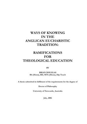Ways of Knowing in the Anglican Eucharistic Tradition
