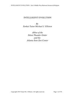 INTELLIGENT EVOLUTION by Zenkai Taiun Michael J. Elliston Abbot Of