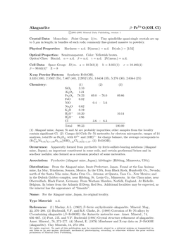 Akaganéite Β–Fe3+O(OH