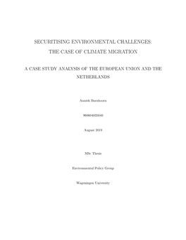 Securitising Environmental Challenges: the Case of Climate Migration