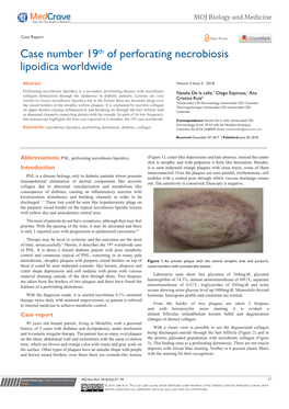 Case Number 19Th of Perforating Necrobiosis Lipoidica Worldwide