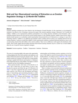 Observational Learning of Distraction As an Emotion Regulation Strategy in 22-Month-Old Toddlers