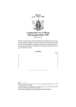 Commercial Use of Royal Photographs Rules 1959 (SR 1959/77)