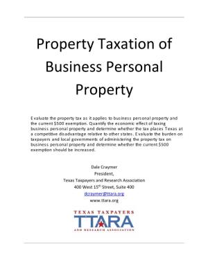 Property Taxation of Business Personal Property