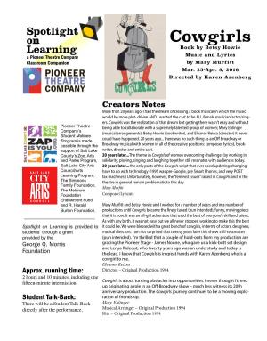 Cowgirls Learning Book by Betsy Howie a Pioneer Theatre Company Music and Lyrics Classroom Companion by Mary Murfitt Mar