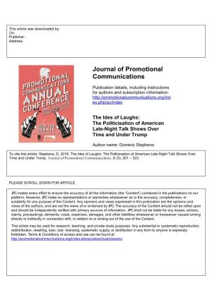 Journal of Promotional Communications