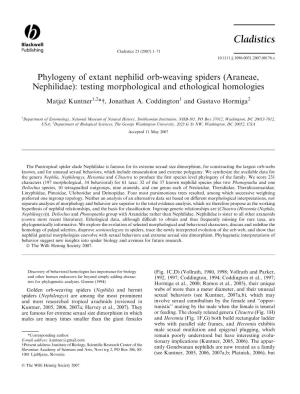 Cladistics Blackwell Publishing Cladistics 23 (2007) 1–71 10.1111/J.1096-0031.2007.00176.X