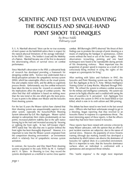 SCIENTIFIC and TEST DATA VALIDATING the ISOSCELES and SINGLE-HAND POINT SHOOT TECHNIQUES by Bruce Siddle February 1998