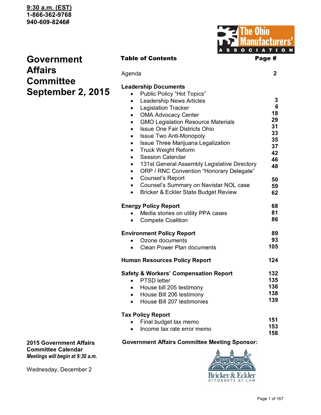 Government Affairs Committee September 2, 2015