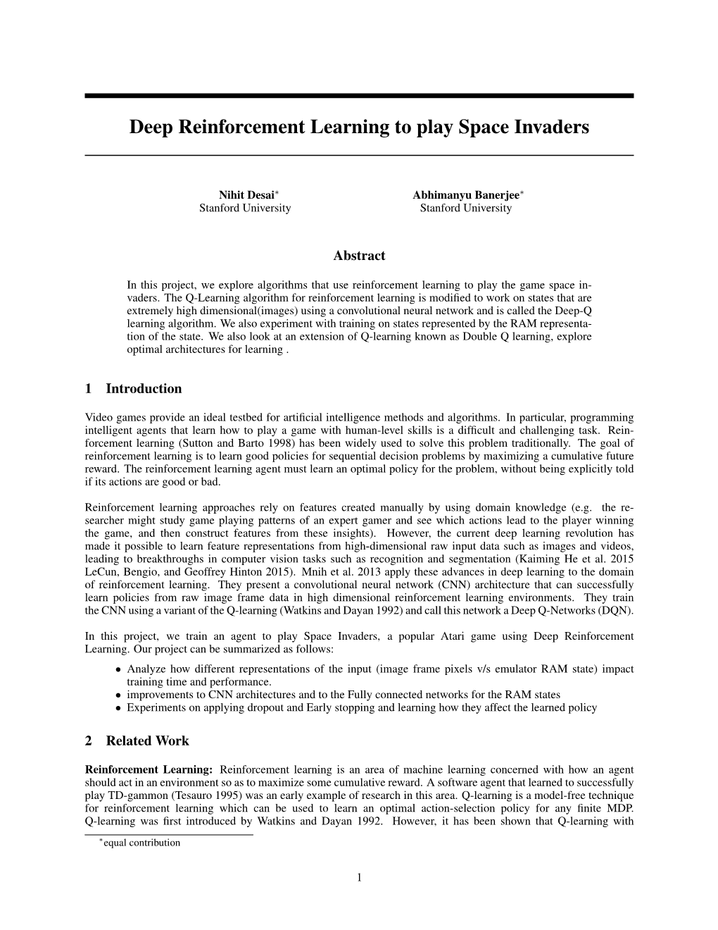 Deep Reinforcement Learning to Play Space Invaders