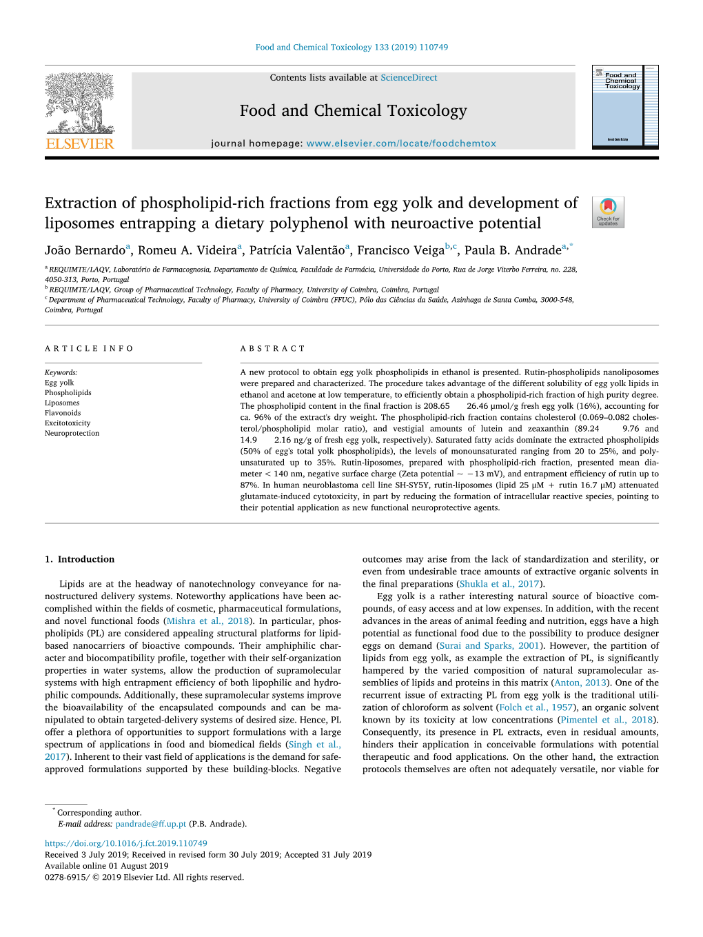 Extraction of Phospholipid-Rich Fractions from Egg Yolk And