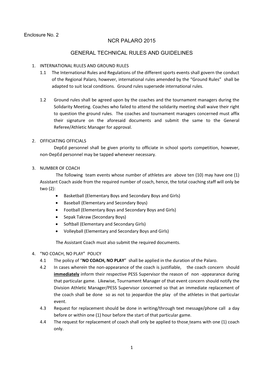 Ncr Palaro 2015 General Technical Rules And