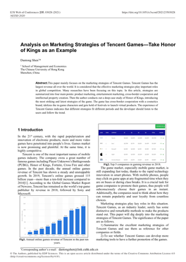Analysis on Marketing Strategies of Tencent Games—Take Honor of Kings As an Example