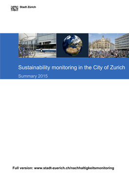 Sustainability Monitoring in the City of Zurich Summary 2015